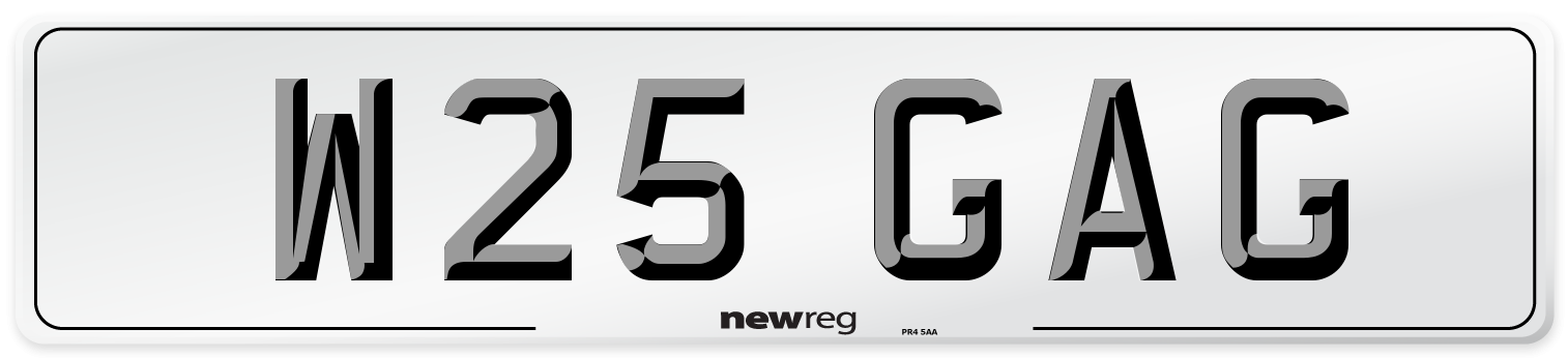 W25 GAG Number Plate from New Reg